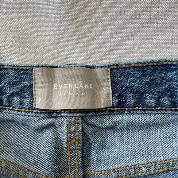 Everlane High Rise Distressed 90's The Cheeky Jeans Size 27 Crop Organic Cotton - Picture 5 of 12